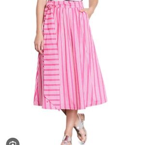 Boden Kiera Pink Striped Midi Skirt